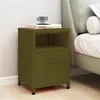 Image de Table de chevet Vert olive 35x35x51 cm Acier