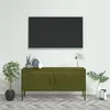 Image de Meuble TV Vert olive 105x35x50 cm Acier