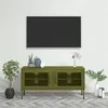 Image de Meuble TV Vert olive 105x35x50 cm Acier