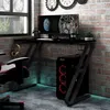 Image de vidaXL Bureau de jeu avec pieds en forme de ZZ Noir 110x60x75 cm