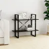 Image de Bibliothèque à 2 niveaux Noir 80x30x70 cm bois d ingénierie
