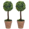 Image de vidaXL 2x Plantes de Buis Artificiel avec Pots Boule Fausse Plante Réaliste Décor Floral Décoration d'Extérieur Jardin Salon Vert 41 cm