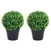 Image de vidaXL 2x Plantes de Buis Artificiel avec Pots Boule Fausse Plante Réaliste Décor Floral Décoration d'Extérieur Jardin Salon Vert 37 cm