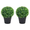 Image de vidaXL 2x Plantes de Buis Artificiel avec Pots Boule Fausse Plante Réaliste Décor Floral Décoration d'Extérieur Jardin Salon Vert 32 cm