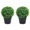 Image de vidaXL Kunstplanten met pot 2 st buxus bolvorming 27 cm groen336520