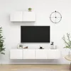 Image de Meubles TV 3 pcs Blanc Bois d ingénierie