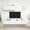 Image de Meubles TV 3 pcs Blanc Bois d ingénierie