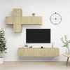 Image de vidaXL Ensemble de Meuble TV 7 pcs Suspendu Mural Ensemble d'Armoires Stéréo Salle de Séjour Salon Maison Intérieur Chêne Sonoma Aggloméré