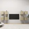 Image de vidaXL Meubles TV Muraux 8 pcs, Armoires de Télévision Suspendues avec Rangement, Meubles Télé de Salon Salle de Séjour, Chêne Sonoma