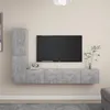 Image de vidaXL Ensemble de Meuble TV 4 pcs Mural Suspendu Ensemble d'Armoires Stéréo Salle de Séjour Intérieur Salon Maison Gris Béton Aggloméré