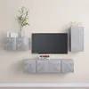 Image de vidaXL Ensemble de Meubles TV 4 pcs, Ensemble d'Armoires de Télévision avec Rangement, Meubles Télé de Salon, Gris Béton Bois d'Ingénierie