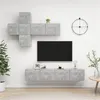Image de vidaXL Ensemble de meuble TV 7 pcs Gris béton Aggloméré