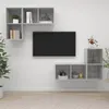 Image de vidaXL Meubles TV Muraux 4 pcs, Armoires de Télévision Suspendues, Meubles Télé Flottants de Salle de Séjour Salon, Gris Béton Bois d'Ingénierie