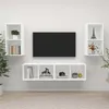 Image de vidaXL Meubles TV Muraux 4 pcs, Armoires de Télévision Suspendues, Meubles Télé Flottants de Salle de Séjour Salon, Blanc Bois d'Ingénierie
