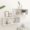 Image de Étagères murales cube 2 pcs Blanc 60x15x23 cm Bois d’ingénierie