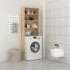 Image de vidaXL Wasmachinekast 64x24x190 cm wit en sonoma eikenkleurig808407