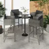 Image de Tabourets de bar lot de 4 avec coussins gris résine tressée