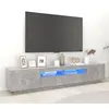 Image de Meuble TV avec lumières LED Gris béton 200x35x40 cm