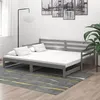 Image de vidaXL Lit coulissant Gris Bois de pin massif 2x(90x200) cm