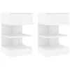 Image de Tables de chevet 2 pcs Blanc 40x35x65 cm Bois d'ingénierie