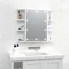 Image de Armoire à miroir avec LED Blanc brillant 70x16,5x60 cm