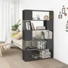 Image de vidaXL Bibliothèque Séparateur de Pièce, Armoire à Livres avec 5 Compartiments, Étagère de Rangement, Scandinave, Gris Brillant Bois d'Ingénierie