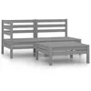 Image de Salon de jardin modulable Vidaxl bois massif gris 3 pieces 63.5 x 63.5 x 62.5 3 personnes