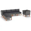 Image de Salon de jardin Vidaxl resine tressee gris 7 pieces x 64.5 x 67 6 personnes