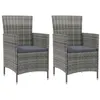 Image de Lot de 2 chaise vidaxl exterieur non empilable non pliable H. 88 cm en resine tressee gris