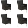 Image de Lot de 4 chaise vidaxl H. 88 cm empilable non pliable exterieur en resine tressee noir