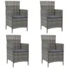 Image de Lot de 4 chaise vidaxl en resine tressee empilable non pliable H. 88 cm exterieur gris