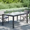 Image de vidaXL Table de jardin 150x90x75cm, Verre trempé et résine tressée Noir