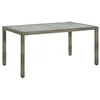Image de vidaXL Table de jardin 150x90x75 cm Verre trempé et poly rotin Gris 316707