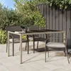 Image de vidaXL Table de jardin 150x90x75 cm Verre trempé-résine tressée Beige
