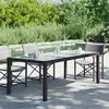 Image de Table de jardin Noir 190x90x75 cm Verre trempé résine tressée