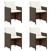 Image de Lot de 4 chaise vidaxl en resine tressee empilable non pliable exterieur H. 85 cm marron