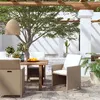 Image de Lot de 4 chaise vidaxl exterieur non pliable en resine tressee H. 85 cm beige