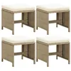 Image de vidaXL Tuinkrukken 4 st met kussens poly rattan beige316779
