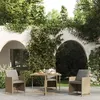 Image de vidaXL Table de jardin Beige 109x107x74 cm Résine tressée bois massif