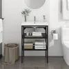 Image de Cadre de lavabo de salle de bain Noir 59x38x83 cm Fer