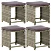 Image de vidaXL 4x Tabourets de Jardin avec Coussins Repose-pieds de Patio Tabourets de Terrasse Repose-pieds d'Extérieur Résine 316873