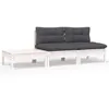 Image de vidaXL Bois de Pin Massif Salon de Jardin 3 pcs avec Coussins Mobilier de Patio Meubles d'Extérieur Mobilier de Jardin Meubles de Terrasse Blanc 806683