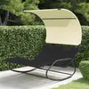 Image de Chaise longue double à bascule avec auvent Noir et crème