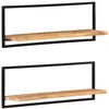 Image de vidaXL Wandschappen 2 st 100x24x35 cm massief acaciahout en staal 338457