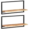 Image de Étagères murales 2 pcs 80x25x35 cm Bois d acacia et acier