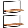 Image de vidaXL Wandschappen 2 st 60x25x35 cm massief acaciahout en staal338459