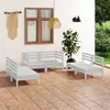 Image de Salon de jardin modulable VIDAXL bois massif blanc 6 pieces x 63.5 x 62.5 6 personnes
