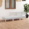 Image de Salon de jardin modulable Vidaxl 3 personnes 3 pieces blanc x 63.5 x 62.5 cm bois massif