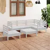 Image de Salon de jardin modulable Vidaxl bois massif blanc 6 pieces 63.5 x 63.5 x 62.5 6 personnes