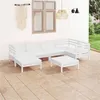 Image de Salon de jardin modulable Vidaxl bois massif blanc 7 pieces x 63.5 x 62.5 7 personnes